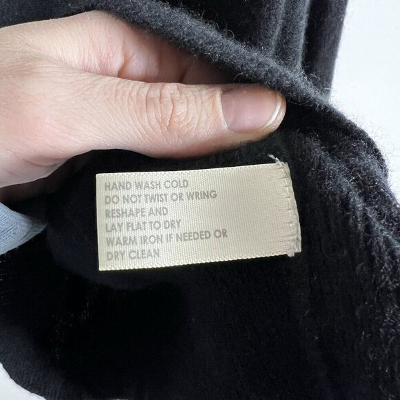 White + Warren Cold Shoulder Black Cashmere Sweater Women Sz M Minimalist Luxury - Picture 9 of 10